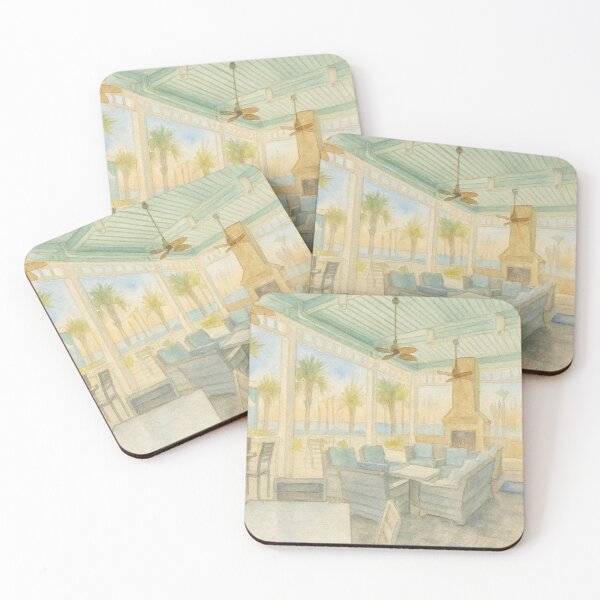 Item preview, Coastal Beach Club Bar | Luxury Resort Watercolor Art designed and sold by Tiki Cove.