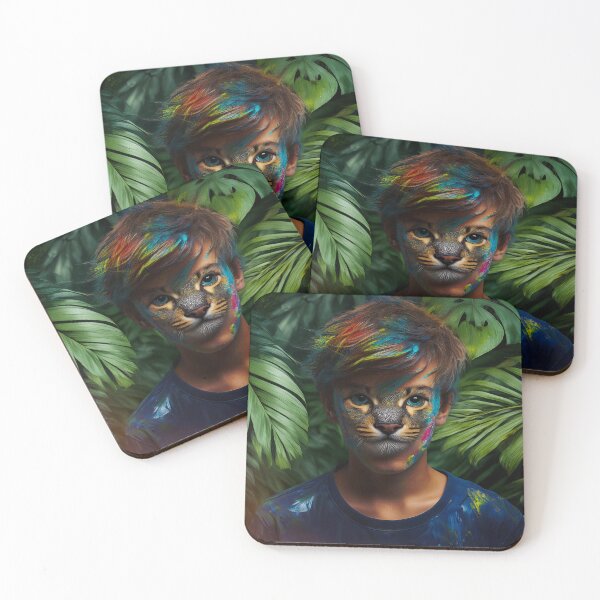 Item preview, Youth with a Cat Face in Grunge and Fluid Paint designed and sold by mrpropcake.