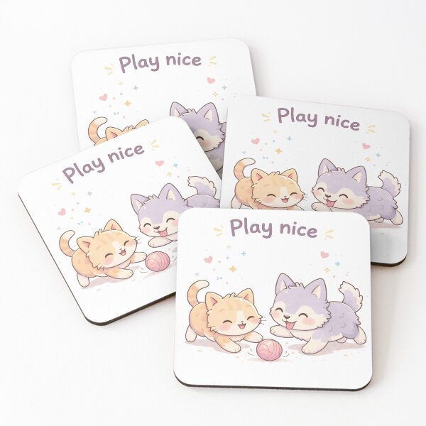 Item preview, Cute Kitten and Wolf Playing designed and sold by Honey-Pastel.