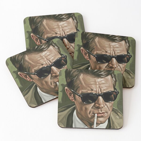 Item preview, The Stealth Maverick: Steve McQueen Noir Shades Impasto Portrait designed and sold by Art's Diner.