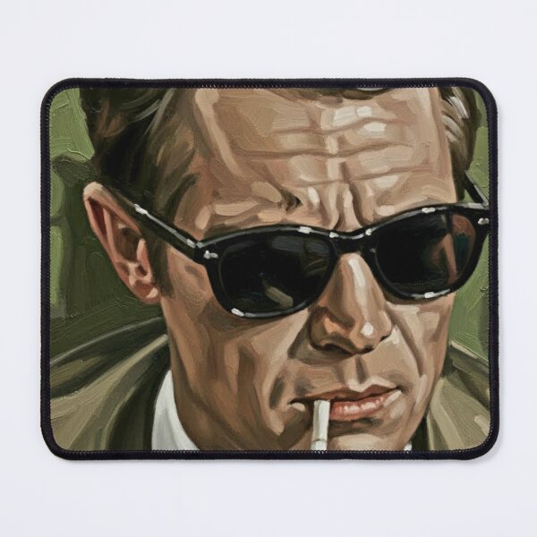 Item preview, The Stealth Maverick: Steve McQueen Noir Shades Impasto Portrait designed and sold by Art's Diner.