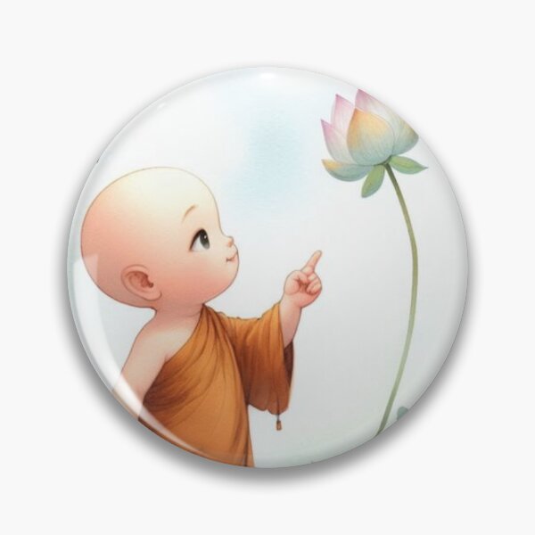 Item preview, Grow with Grace, Bloom with Wisdom – Cute Baby Monk Lotus Zen Art | Spiritual Mindfulness Aesthetic Print” designed and sold by Adhuna-prints.