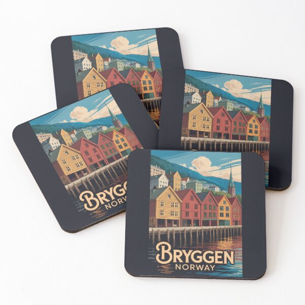 Item preview, Bryggen Norway Illustration Travel Art Vintage designed and sold by KrisSidDesigns.