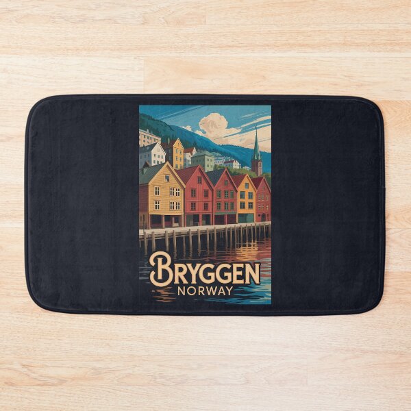 Item preview, Bryggen Norway Illustration Travel Art Vintage designed and sold by KrisSidDesigns.
