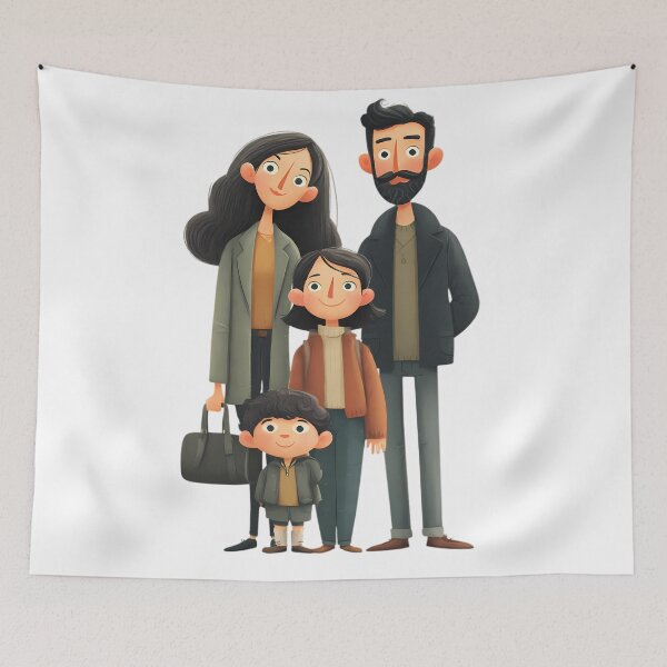 Item preview, Family Whimsical Illustrations Blending Nature Humanity Imagination Design designed and sold by ART ATTACK ZONE.