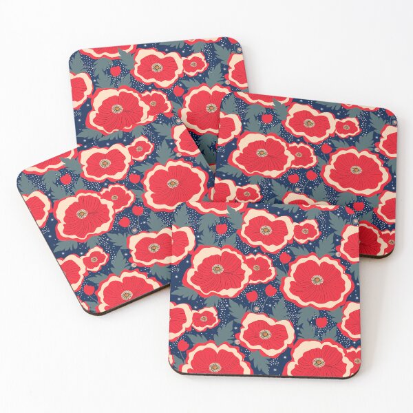Item preview, Magic Poppy Garden – Night Blue Floral Pattern designed and sold by Clara Fruggeri.