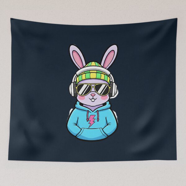 Item preview, Cool Gamer Bunny DJ With Headphones And Hoodie designed and sold by Dakson Design - Fantasy Art.