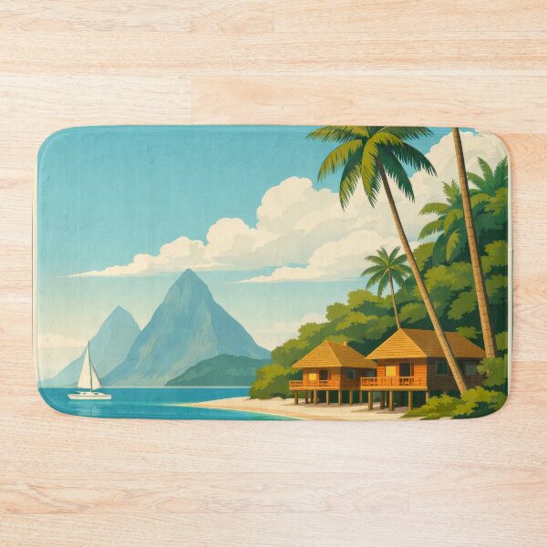 Item preview, St Lucia - Island The Pitons Retro Art designed and sold by scicilysimonee.