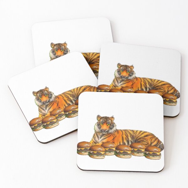 Item preview, Maple the Tiger With Cheeseburger – Animalzandfood designed and sold by Ashley’sAnimalz.