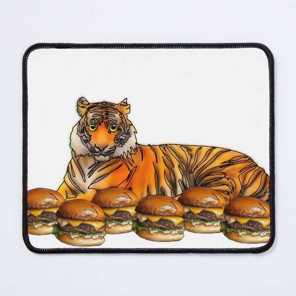 Item preview, Maple the Tiger With Cheeseburger – Animalzandfood designed and sold by Ashley’sAnimalz.