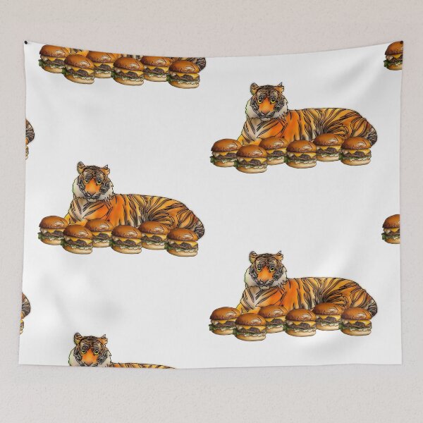 Item preview, Maple the Tiger With Cheeseburger – Animalzandfood designed and sold by Ashley’sAnimalz.