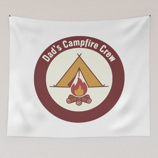 Item preview, Dad's Campfire Crew Retro Camping Tent Badge designed and sold by FunFitLife Studio.