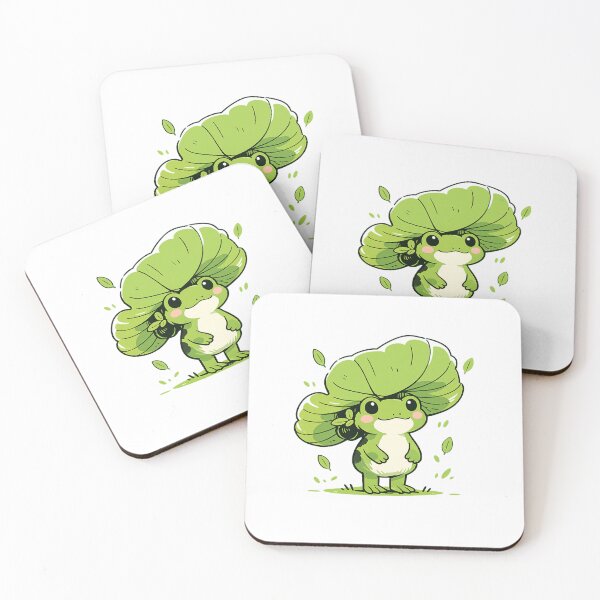 Item preview, Kawaii frog with giant leaf – Cute and relaxing art designed and sold by HeyHas.
