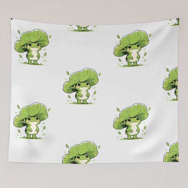 Item preview, Kawaii frog with giant leaf – Cute and relaxing art designed and sold by HeyHas.
