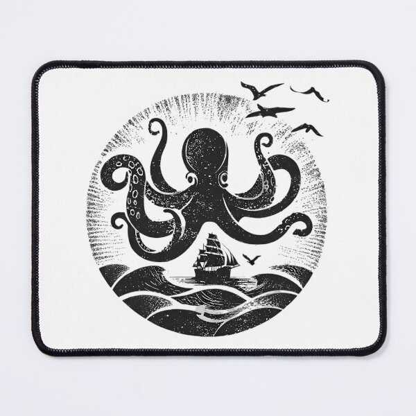 Item preview, Octopus Pirates Ship Ocean Illustrations Nature Imagination Design designed and sold by ART ATTACK ZONE.