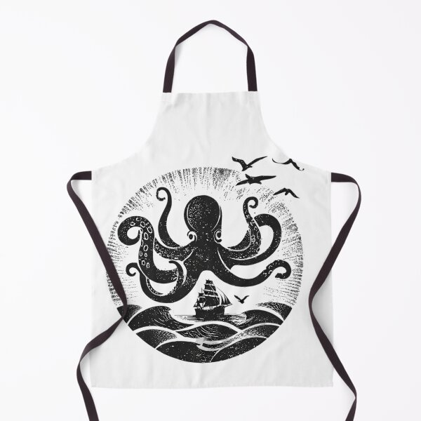 Item preview, Octopus Pirates Ship Ocean Illustrations Nature Imagination Design designed and sold by ART ATTACK ZONE.