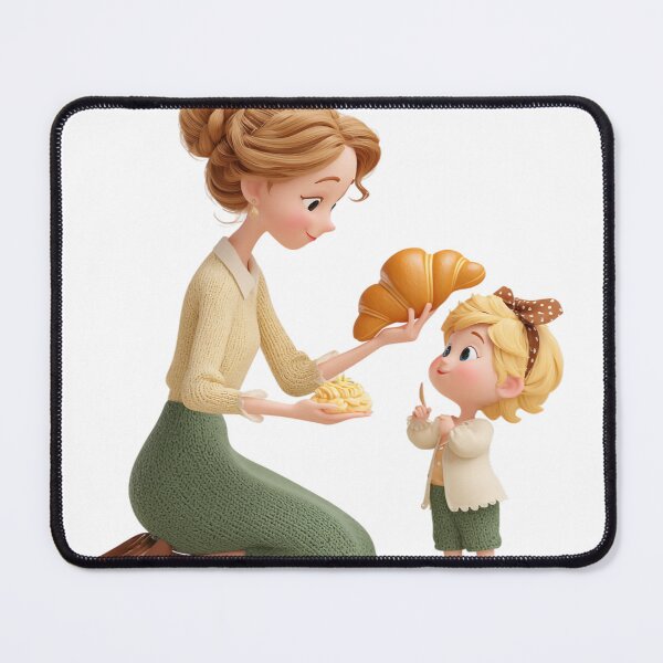 Item preview, Mother and Daughter Sharing Pastry 3D Art Mother's Day designed and sold by BigStar-Cart.
