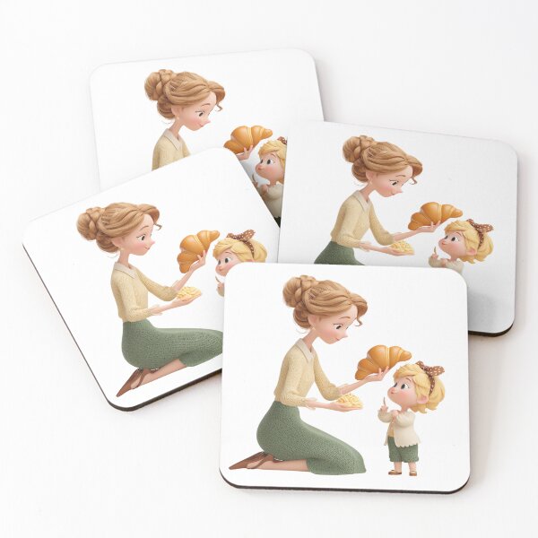 Item preview, Mother and Daughter Sharing Pastry 3D Art Mother's Day designed and sold by BigStar-Cart.