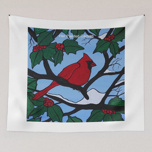 Item preview, Red cardinal perched in tree designed and sold by Rachel Olynuk.
