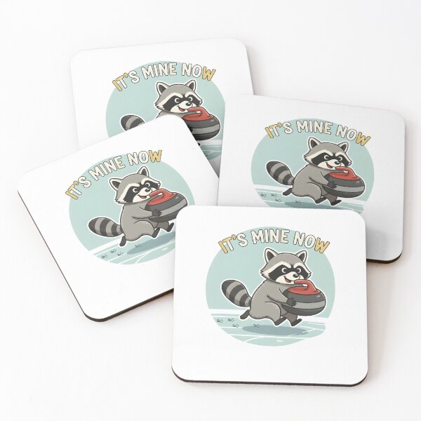 Item preview, Funny Raccoon Stealing Curling Stone It's Mine Now Sport Humor designed and sold by Axivra.