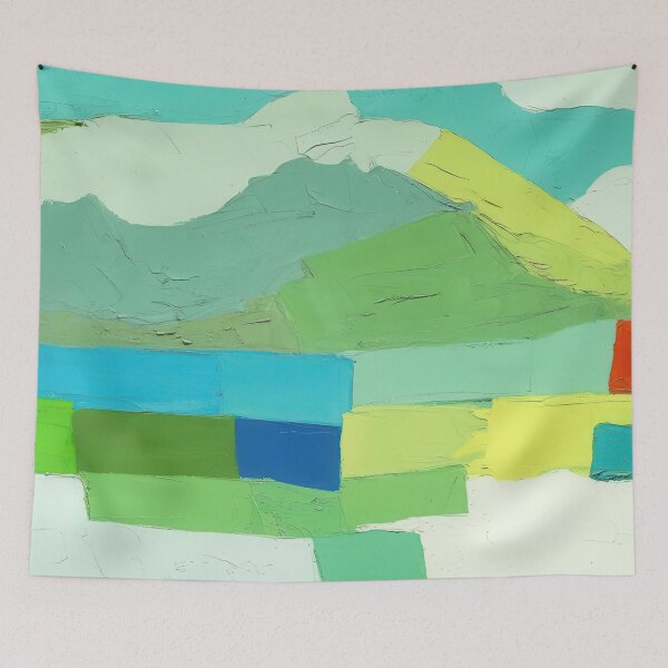 Item preview, Original Paintings by Etel Adnan, Etel Adnan Color Landscape Art designed and sold by OilArtLittle.