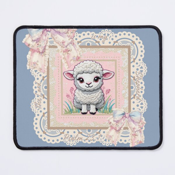 Item preview, The Lord is my Shepherd, Cute Sheep, Psalm 231, Grandma Core, Lamb, Vintage Coquette Lace designed and sold by Forevermore.