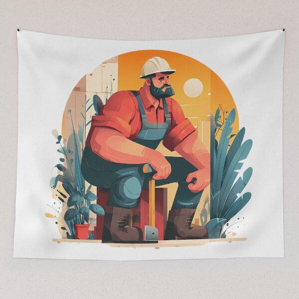 Item preview, Worker Whimsical Illustrations Blending Nature Humanity Imagination Design designed and sold by ART ATTACK ZONE.