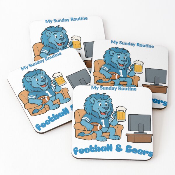 Item preview, Detroit Lions My Sunday Routine: Lion & Beers Cartoon designed and sold by ThatFootball12.