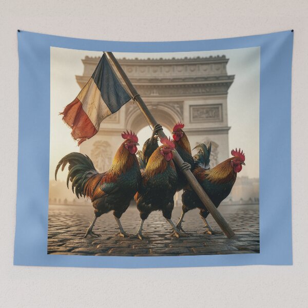 Item preview, Gallic Roosters Hoist French Flag  designed and sold by Tridentulus.