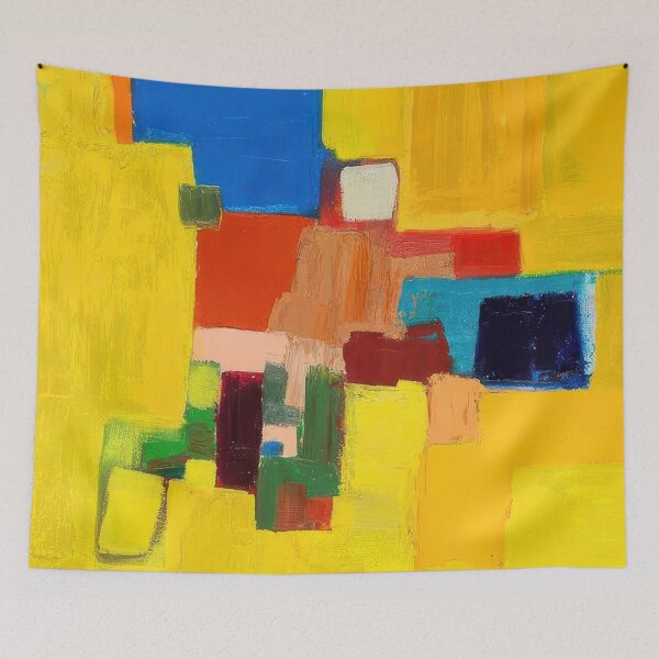 Item preview, Original Paintings by Etel Adnan, Etel Adnan Color Landscape Art designed and sold by OilArtLittle.