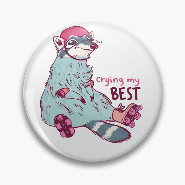 Item preview, Crying My Best Raccoon Roller Skates designed and sold by krystalRomanart.