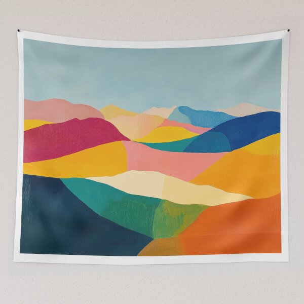 Item preview, Original Paintings by Etel Adnan, Etel Adnan Color Landscape Art designed and sold by OilArtLittle.
