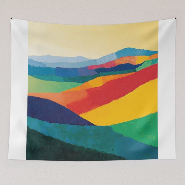 Item preview, Original Paintings by Etel Adnan, Etel Adnan Color Landscape Art designed and sold by OilArtLittle.