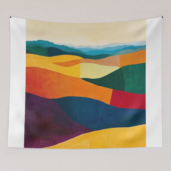 Item preview, Original Paintings by Etel Adnan, Etel Adnan Color Landscape Art designed and sold by OilArtLittle.