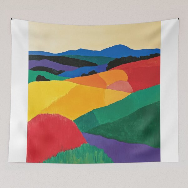 Item preview, Original Paintings by Etel Adnan, Etel Adnan Color Landscape Art designed and sold by OilArtLittle.
