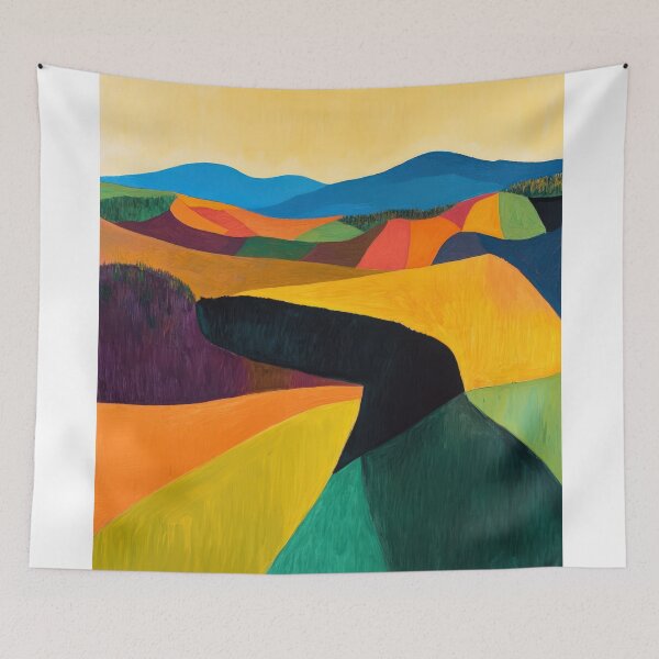 Item preview, Original Paintings by Etel Adnan, Etel Adnan Color Landscape Art designed and sold by OilArtLittle.