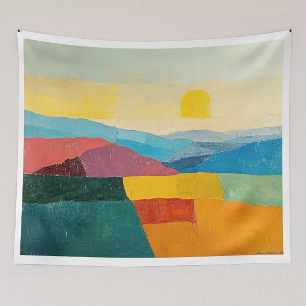 Item preview, Original Paintings by Etel Adnan, Etel Adnan Color Landscape Art designed and sold by OilArtLittle.