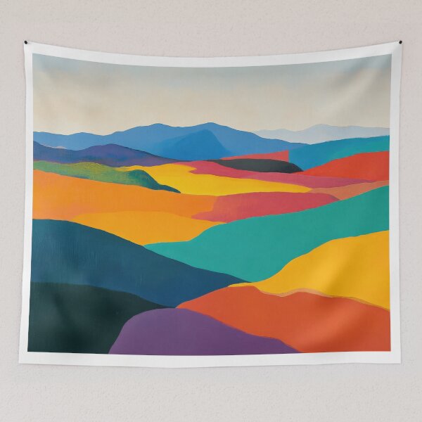 Item preview, Original Paintings by Etel Adnan, Etel Adnan Color Landscape Art designed and sold by OilArtLittle.