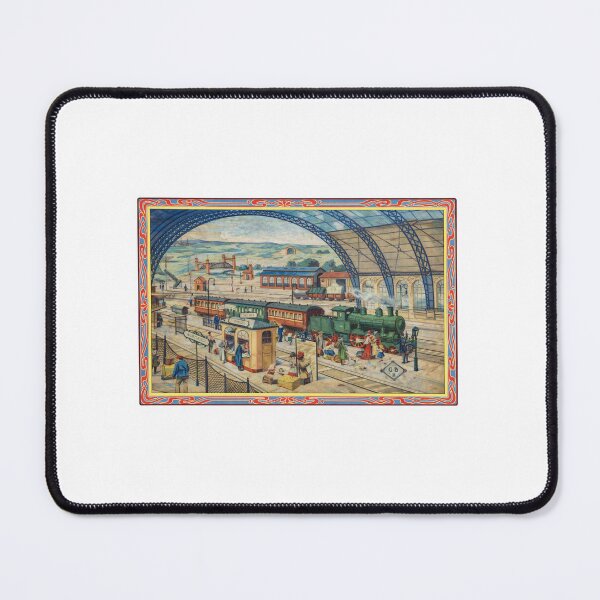 Item preview, Vintage Railway Station Illustration with Ornate Border designed and sold by RacerXToys.
