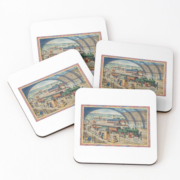 Item preview, Vintage Railway Station Illustration with Ornate Border designed and sold by RacerXToys.