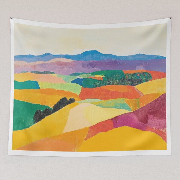 Item preview, Original Paintings by Etel Adnan, Etel Adnan Color Landscape Art designed and sold by OilArtLittle.