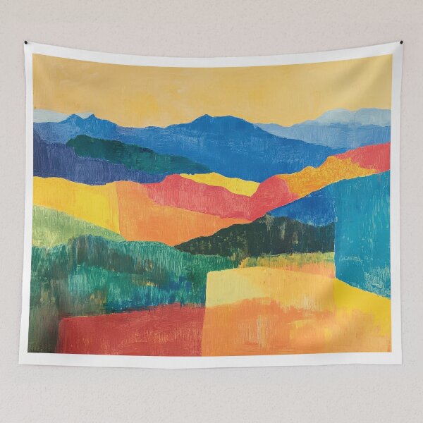 Item preview, Original Paintings by Etel Adnan, Etel Adnan Color Landscape Art designed and sold by OilArtLittle.