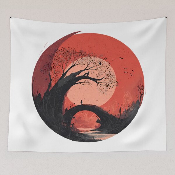 Item preview, Landscape Whimsical Illustrations Blending Nature Humanity Imagination Design designed and sold by ART ATTACK ZONE.