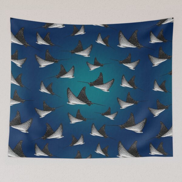 Item preview, Spotted Eagle Ray Pattern - Blue Ocean Background designed and sold by WestCoastWoods.