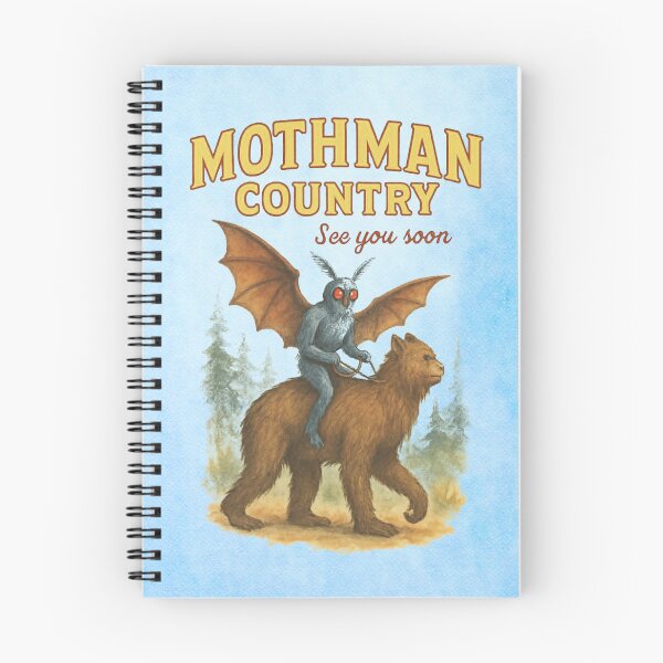 Item preview, Mothman Country See You Soon – Mothman Riding a Bear Illustration designed and sold by MysticOzzy.