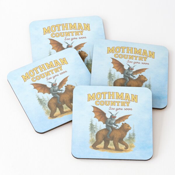 Item preview, Mothman Country See You Soon – Mothman Riding a Bear Illustration designed and sold by MysticOzzy.