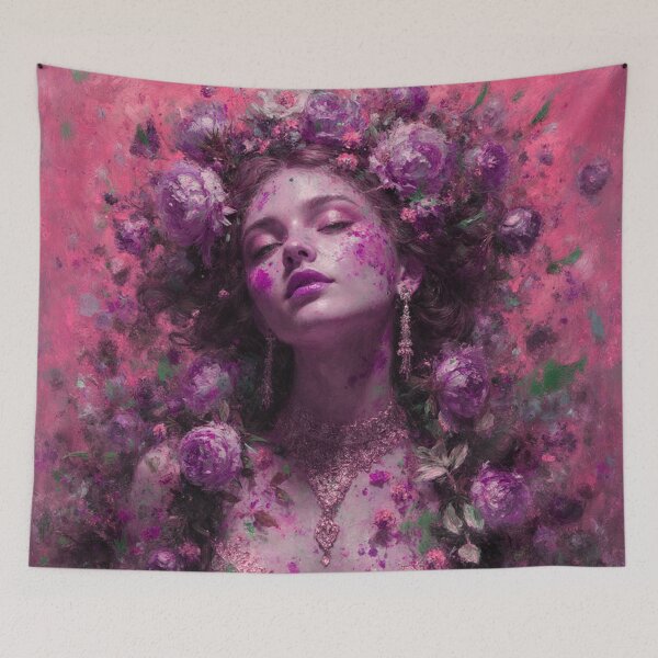 Item preview, Floral Muse – Romantic Pink Botanical Portrait Art designed and sold by joycrysstudio.