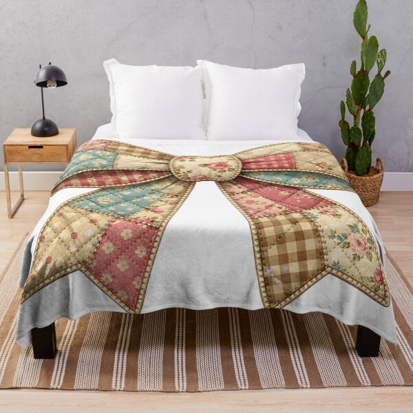 Item preview, Patchwork Floral Bow – Vintage Quilt Cottagecore Coquette Aesthetic designed and sold by Luvahawb.