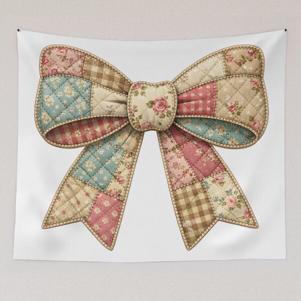 Item preview, Patchwork Floral Bow – Vintage Quilt Cottagecore Coquette Aesthetic designed and sold by Luvahawb.