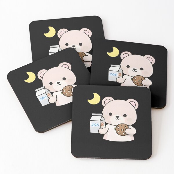 Item preview, Cute Kawaii Bear with Milk Carton and Chocolate Cookie designed and sold by Trendora90.